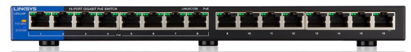 Комутатор Linksys LGS116P 16xGE (8xPoE), 80Вт, Некерований
