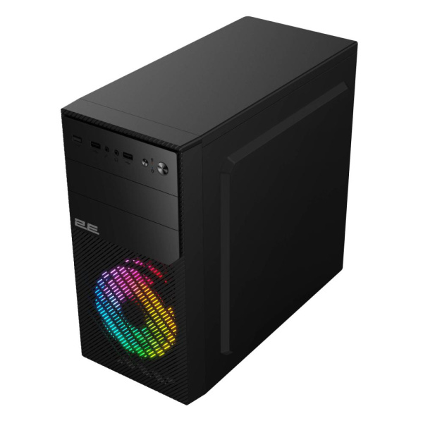 Корпус 2E Basis RD850 без БЖ 1xUSB3.0, 2xUSB2.0, 1x120мм ARGB, VGA 290мм, Metal Side Panel, mATX, чорний