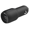 Зарядний пристрій автомобільний Belkin 24Вт 2хUSB-A, кабель USB-A > USB-C, 1м, чорний