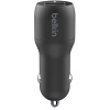 Зарядний пристрій автомобільний Belkin 24Вт 2хUSB-A, кабель USB-A > USB-C, 1м, чорний