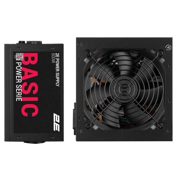 Блок живлення 2E Basic Power  (500W), >80%, 120мм, 1xMB 24pin(20+4), 1xCPU 8pin(4+4), 3xMolex, 4xSATA, 2xPCIe 8pin(6+2)
