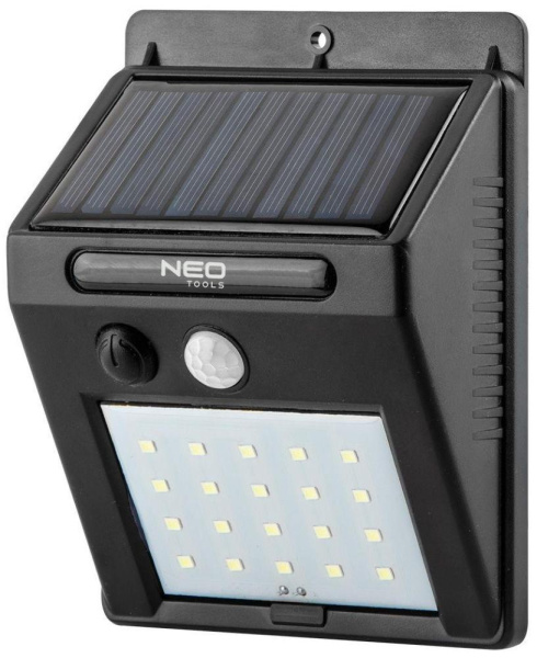 Прожектор акумуляторний Neo Tools, 1200мА•год, 250лм, живлення від сонячного світла, датчик руху та сутінків, IP44