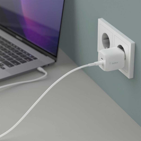 Зарядний пристрій мережевий Belkin 45Вт 2хUSB-С GAN PD PPS, білий