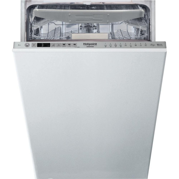 Посудомийна машина Hotpoint вбудована, 10компл., E, 45см, дисплей, 3й кошик, білий