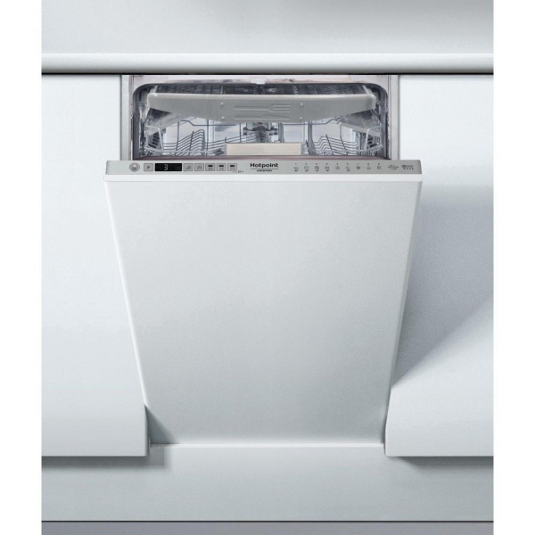 Посудомийна машина Hotpoint вбудована, 10компл., E, 45см, дисплей, 3й кошик, білий