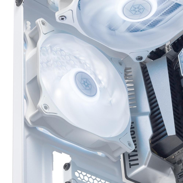 Корпусний вентилятор SilverStone Air Blazer 120RW-ARGB, 120мм, 600-2200rpm, 4pin PWM, 3pin +5VARGB, 7.4-35.6dBa, білий