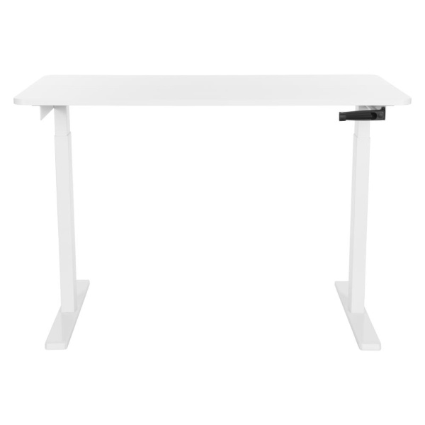 Стіл комп’ютерний 2E CE120W, висота 72-120см, механічний привід, стільниця 120x60см (білий), металева база (біла)