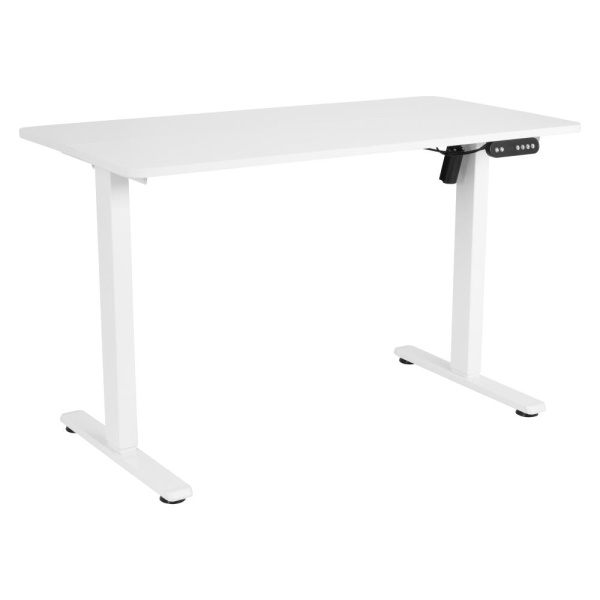 Стіл комп’ютерний 2E CE120W, висота 72-120см, електропривод, стільниця 120x60см (білий), металева база (біла)