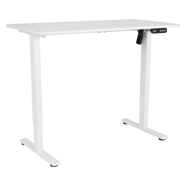 Стіл комп’ютерний 2E CE120W, висота 72-120см, електропривод, стільниця 120x60см (білий), металева база (біла)