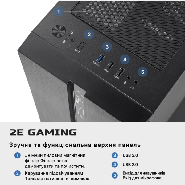 Комп’ютер персональний 2E Complex Gaming AMD R5-5500, 16Gb, F1TB, RX6500XT-4, A520, G2107, 500W, FreeDos