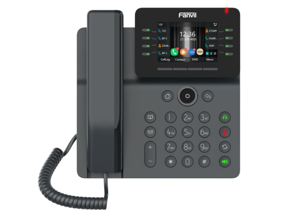 Телефон IP Fanvil V64 2xGE LAN, 1xUSB-A, BT4.2, Wi-Fi, 21 DSS клавіш, 12 SIP line, SW Linux, PoE, 3.5" кольоровий дисплей, чорний