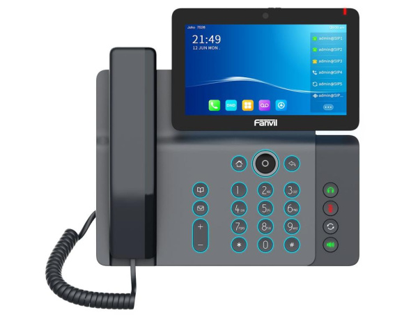 Телефон IP Fanvil V67 2xGE LAN, 1xUSB-A, BT4.2, Wi-Fi, 116 DSS клавіш, 20 SIP ліній, SW Linux, PoE, 7" кольоровий тач-дисплей, камера 1080p30, Android 9.0