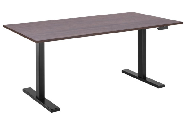 Стіл комп’ютерний 2E CE150WDARK, висота 62-128см, електропривод, стільниця 150x75см (темне дерево), металева база (чорна)