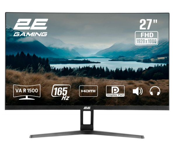 Монітор 2E GAMING 27" R2723BV HDMI, DP, MM, VA, 165Hz, 6ms, CURVED, FreeSync