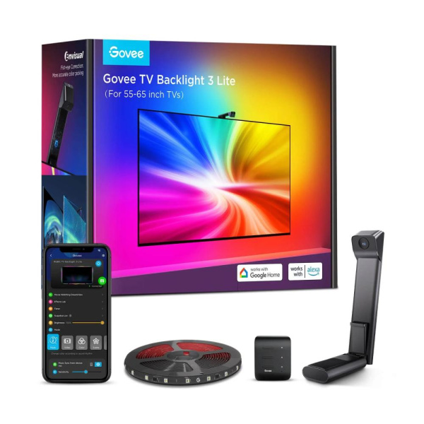Набір адаптивного підсвічування Govee H6099 TV Backlight 3 Lite 55-65', RGBIC, WI-FI/Bluetooth, чорний