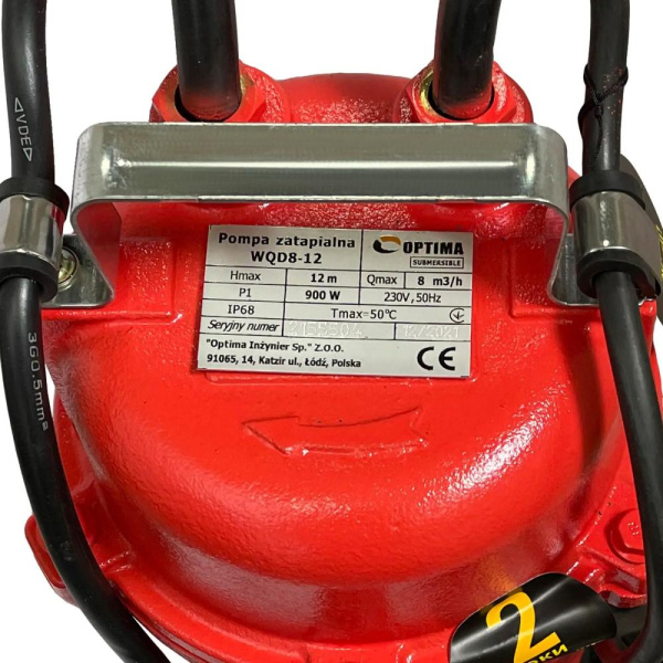 Насос фекальний Optima WQD 8-12 8000 л/год, вис. 12м, глиб. 5м, кабель 12м, 0.9 кВт