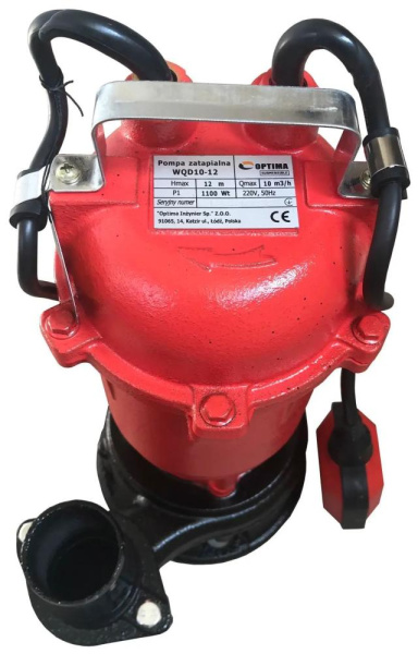 Насос фекальний Optima WQD 10-12 9000 л/год, вис. 12м, глиб. 5м, кабель 12м, 1.1 кВт