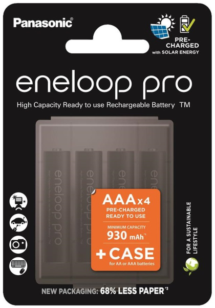 Акумулятор Panasonic Eneloop NI-MH  Pro AAA 930 4 шт, з кейсом для зберігання