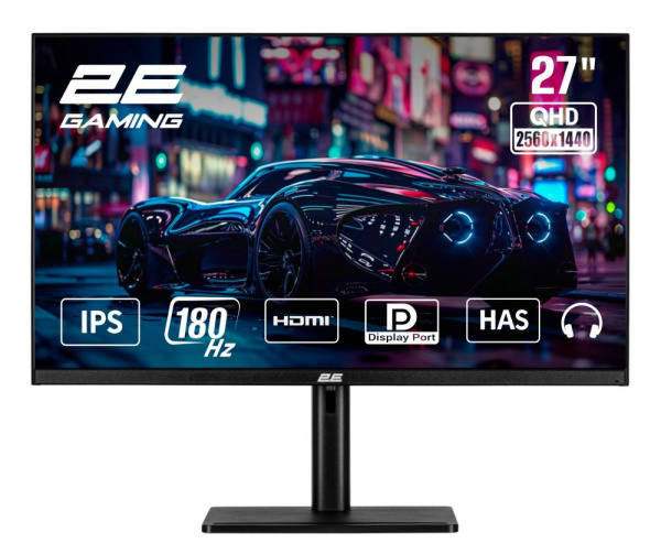 Монітор 2E GAMING 27" G2724B 2xHDMI, DP, IPS, 2560x1440, 180Hz, 1ms, FreeSync, HAS