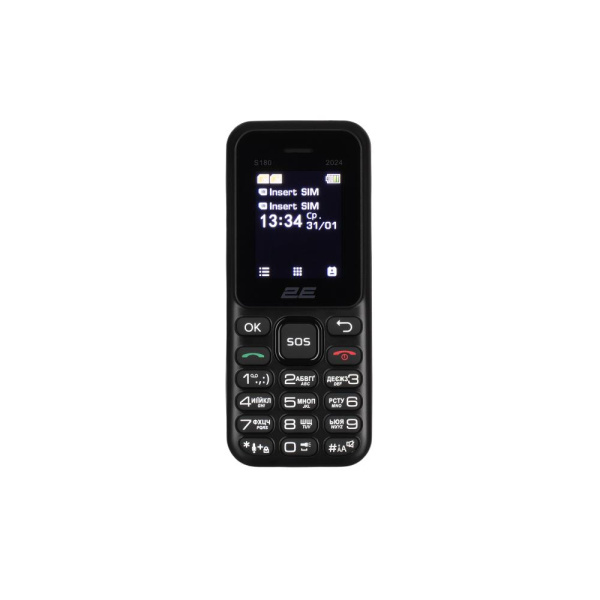 Мобільний телефон 2E S180 2024 1.77" 2SIM, 600мА•год, чорний