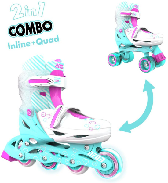 Роликові ковзани Neon Combo, розмір 34-37, бірюзовий