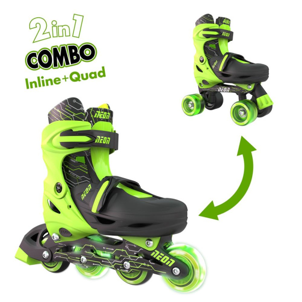 Роликові ковзани Neon Combo, розмір 34-37, салатовий