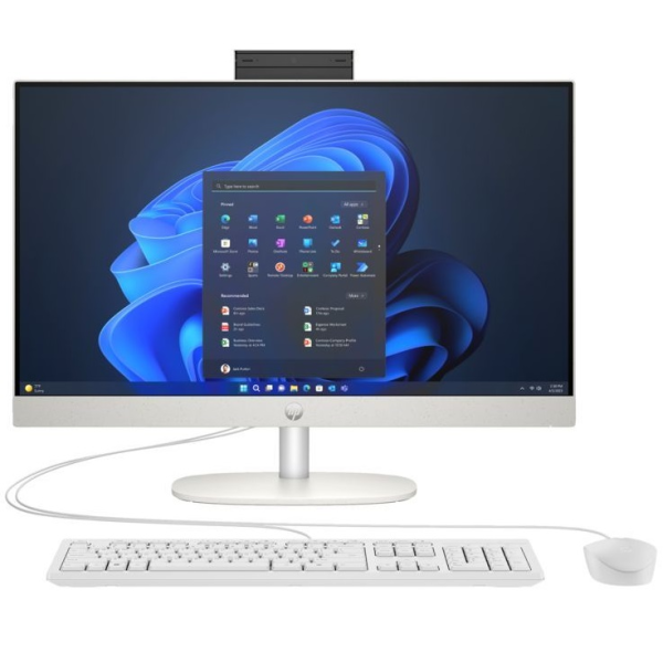 Комп'ютер персональний моноблок HP 240-G10 23.8" FHD IPS AG, Intel i3-N300, 8GB, F512GB, UMA, WiFi, кл+м, 3р, DOS, білий