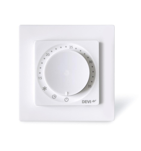 Терморегулятор Devi Devireg Room 4...45 °C для теплої підлоги механічний програмований Bluetooth вбудований 16A 230В білий