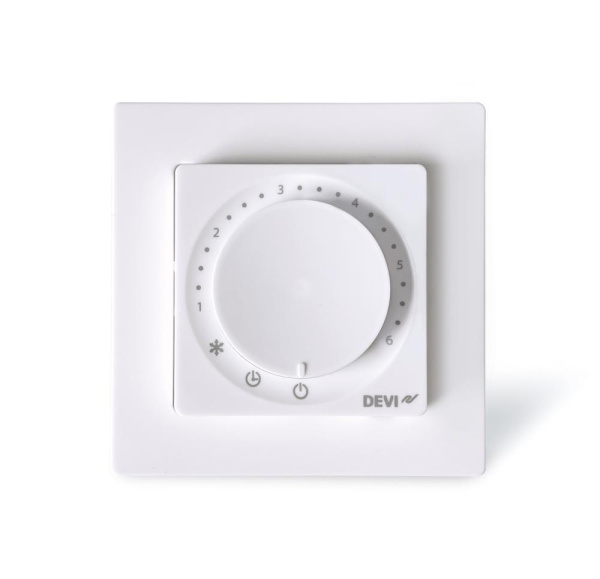Терморегулятор Devi Devireg Basic 4...45 °C для теплої підлоги механічний програмований Bluetooth вбудований 16A 230В білий