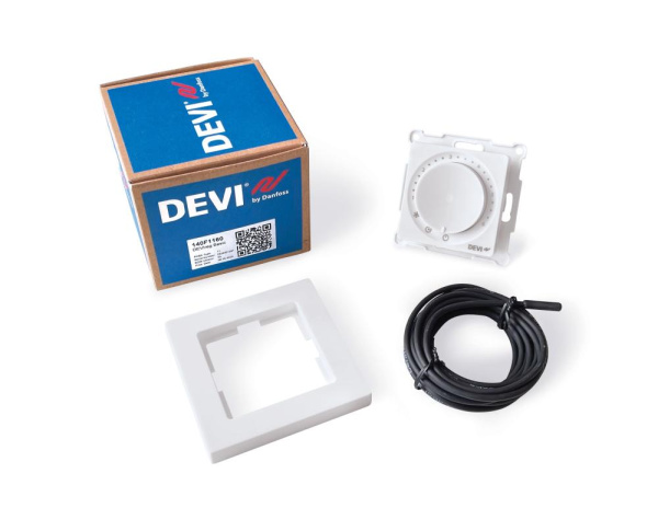 Терморегулятор Devi Devireg Basic 4...45 °C для теплої підлоги механічний програмований Bluetooth вбудований 16A 230В білий