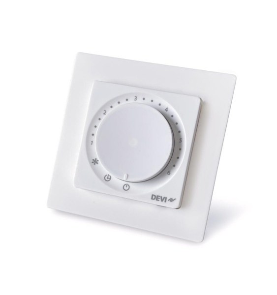 Терморегулятор Devi Devireg Basic 4...45 °C для теплої підлоги механічний програмований Bluetooth вбудований 16A 230В білий