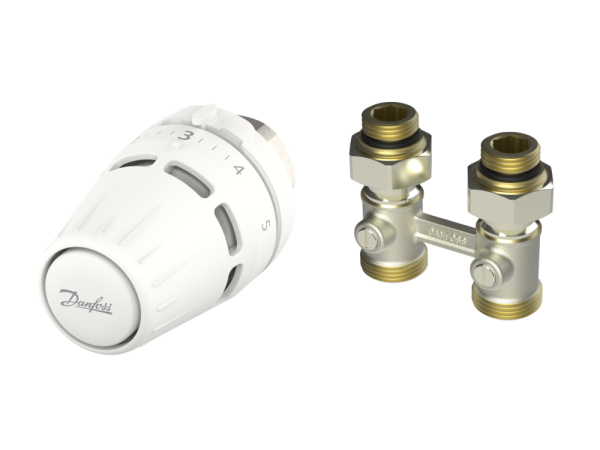 Комплект термостатичний Danfoss Regus M30x1.5 + RLV-KB, H-подібний, нижнє підкл, 1/2" прямий