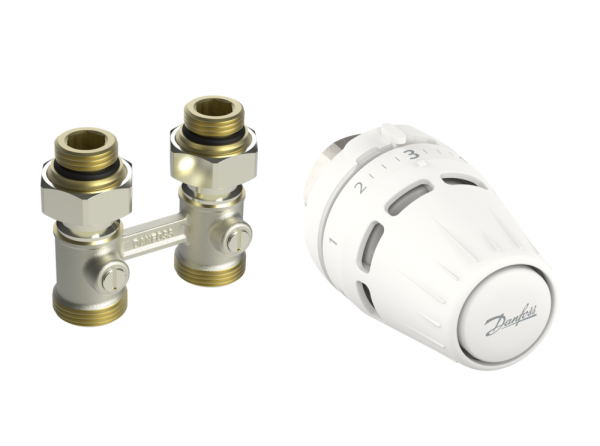 Комплект термостатичний Danfoss Regus M30x1.5 + RLV-KB, H-подібний, нижнє підкл, 1/2" прямий