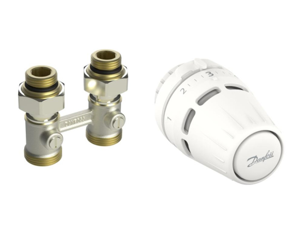 Комплект термостатичний Danfoss Regus RA + RLV-KB, Н-подібний, нижнє підкл, 1/2", прямий