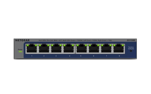 Комутатор NETGEAR GS108E 8xGE, WebSmart
