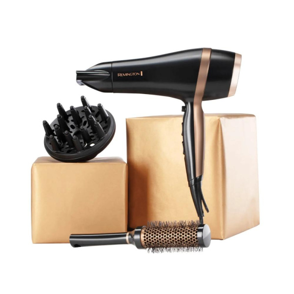 Фен Remington Salon Smooth, 2100Вт, 3 режими, дифузор,гребінець, кейс, іоніз-я, хол. обдув, , чорний