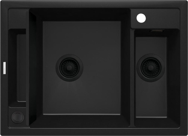 Мийка кухонна Deante Magnetic, граніт, прямокутник, без крила, 690х500х219мм, чаша - 1.5, накладна, черний
