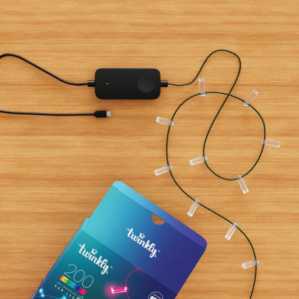 Гірлянда Smart LED Twinkly Strings Candle RGB 200 IP20 12м USB-C кабель зелений