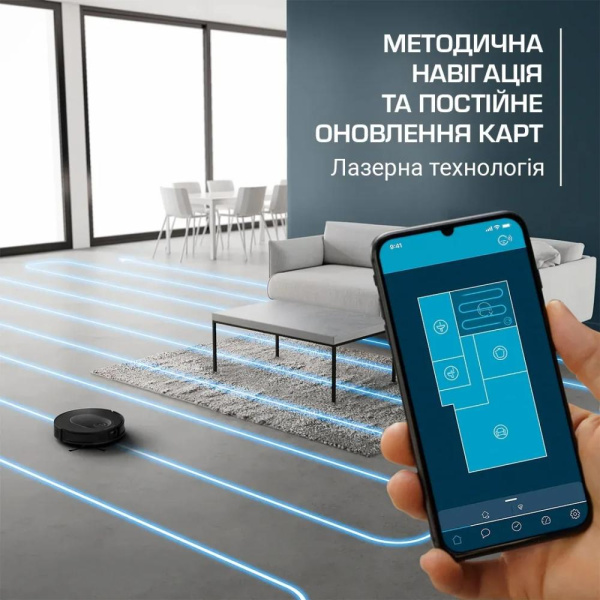 Робот-пилосос Rowenta миючий X-Plorer Serie 65, 2300ПаВт, h=7.8см, 0.3л, конт пил -0.4л, автон. робота до 168хв, чорний