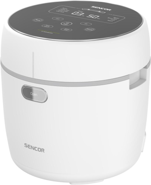 Рисоварка Sencor 350Вт, чаша-0.6л, сенсорне керування, 8 програм, нерж. сталь, пластик, білий