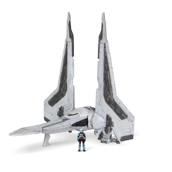 Ігрова колекційна фігурка Star Wars Medium Vehicle Транспорт та фігурка Kom'rk-Class Mandalorian Starfighter 12.5см