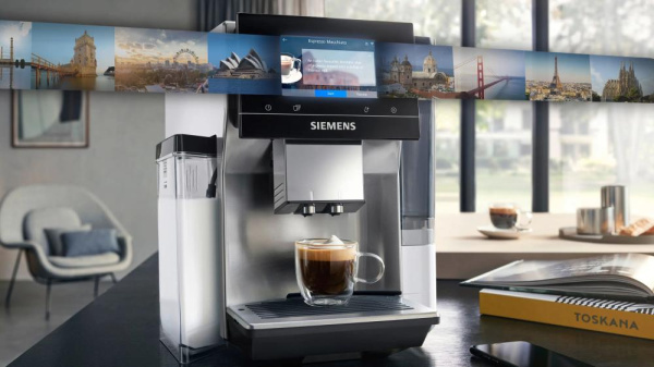 Кавомашина Siemens 2.4л, зерно + мелена, автомат.капучинатор, LED - дисплей, авторецептів - 20, чорно - срібний
