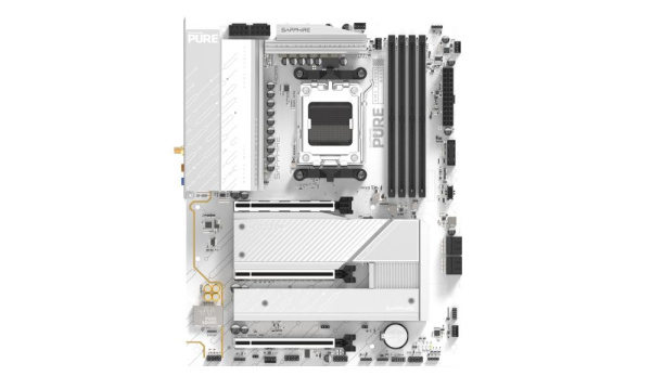 Материнcька плата SAPPHIRE PURE B850A WIFI7 sAM5 B850 4xDDR5 M.2 HDMI DP Wi-Fi BT ATX білий