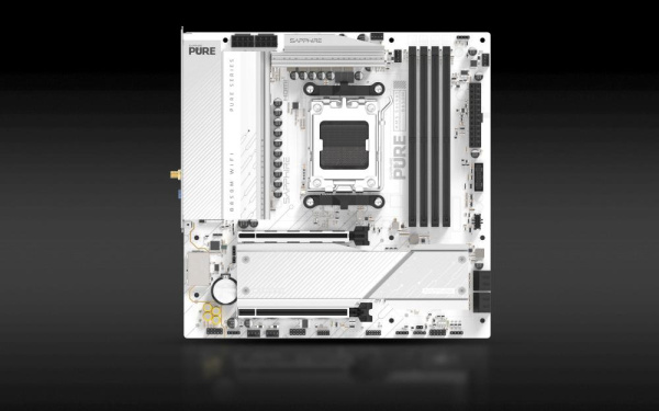 Материнcька плата SAPPHIRE PURE B850M WIFI sAM5 B850 4xDDR5 M.2 HDMI DP Wi-Fi BT mATX білий