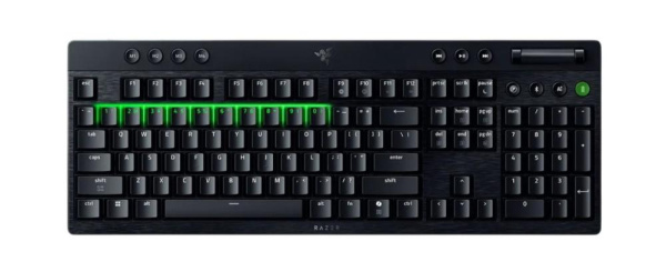 Клавіатура механічна Razer BlackWidow V4 Low-profile HyperSpeed, 104key, Green Switch, USB-A/WL/BT, EN, RGB, чорний