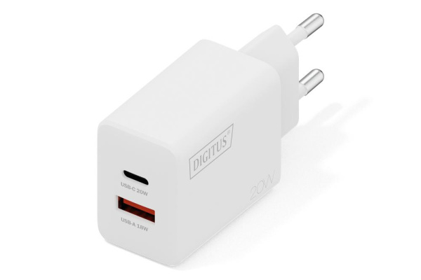 Зарядний пристрій DIGITUS 1хUSB-C, 1хUSB-A, 20W