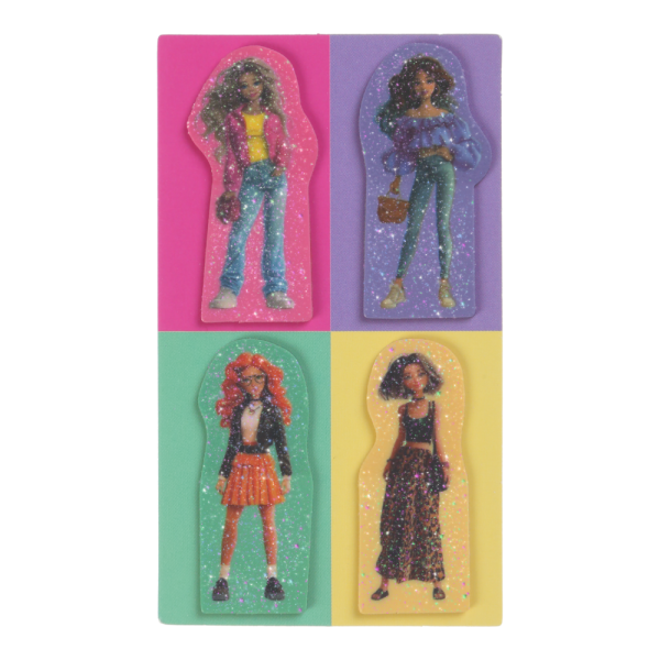 Закладки пластикові SUPER GIRL, з клейким шаром, 40x25 мм, 4 диз. по 20 арк.