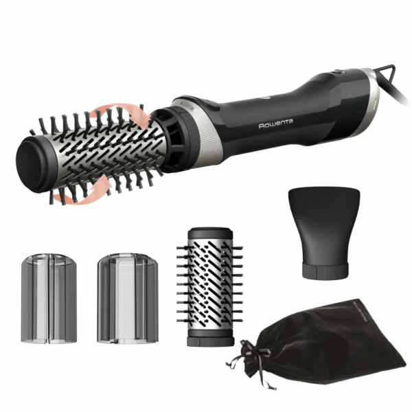 Фен-щітка Rowenta Brush Active, 1000Вт, 3 режими, іоніз-я, хол. обдув, оберт. насадка, 3 насадки, кераміка, чорний