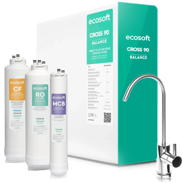 Фільтр зворотного осмосу Ecosoft Cross90 Balance, мембрана 600gpd