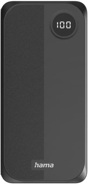 Акумулятор портативний літій-іонний Power Bank Hama 20000 мА·год, 2хUSB-C/USB-A, black